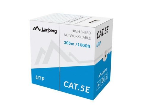 Kabel UTP Kat. 5e, Lanberg 100Mb/s 305m linka CCA Kabel UTP Kat. 5e, Lanberg 100Mb/s 305m linka CCA