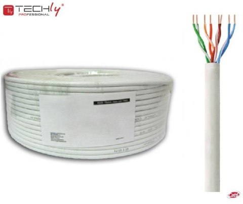 Kabel instalacyjny TechlyPro skrętka Cat6 U/UTP linka 100m, CCA szary Kabel instalacyjny TechlyPro skrętka Cat6 U/UTP linka 100m, CCA szary