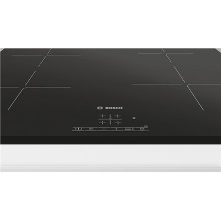 Bosch | PUE63KBB6E | Płyta | Indukcyjna | Liczba palników/stref gotowania 4 | Dotykowa | Timer | Czarna Bosch | PUE63KBB6E | Płyta | Indukcyjna | Liczba palników/stref gotowania 4 | Dotykowa | Timer | Czarna