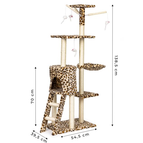 Drapak dla kota domek drzewo legowisko 138 cm XL panterka Petsi Drapak dla kota domek drzewo legowisko 138 cm XL panterka Petsi