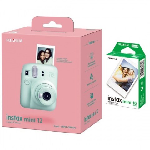 Fujifilm | Aparat Instax Mini 12 + Instax Mini Glossy (10pl) | Mint Green | 800 Fujifilm | Aparat Instax Mini 12 + Instax Mini Glossy (10pl) | Mint Green | 800