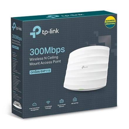TP-LINK | Punkt dostępowy | EAP115 | 802.11n | 2.4GHz | 300 Mbit/s | 10/100 Mbit/s | Porty Ethernet LAN (RJ-45) 1 | MU-MiMO Nie TP-LINK | Punkt dostępowy | EAP115 | 802.11n | 2.4GHz | 300 Mbit/s | 10/100 Mbit/s | Porty Ethernet LAN (RJ-45) 1 | MU-MiMO Nie
