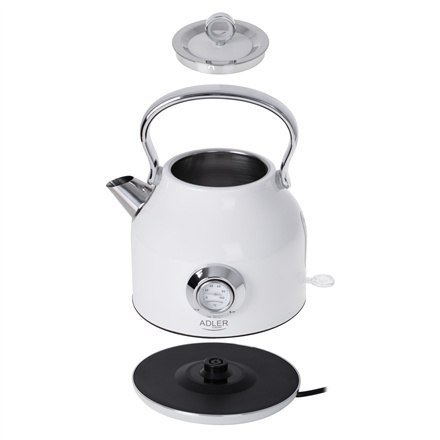 Czajnik z termometrem Adler AD 1346w | Elektryczny | 2200 W | 1.7 L | Ze stali nierdzewnej | Obrotowa podstawa 360° | Biały Czajnik z termometrem Adler AD 1346w | Elektryczny | 2200 W | 1.7 L | Ze stali nierdzewnej | Obrotowa podstawa 360° | Biały