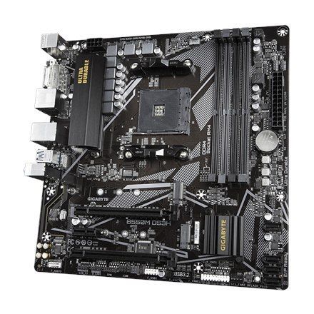 Gigabyte | B550M DS3H 1.0 | Rodzina procesorów AMD | Gniazdo procesora AM4 | DDR4 DIMM | Gniazda pamięci 4 | Liczba złączy SATA 
