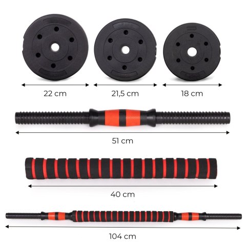 Hantle regulowane 2x20 kg sztanga zestaw 40 kg gryf Hantle regulowane 2x20 kg sztanga zestaw 40 kg gryf