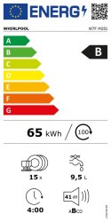 Zmywarka Whirlpool | W7F HS51 | Wolnostojąca | Szerokość 60 cm | Liczba kompletów naczyń 15 | Liczba programów 8 | Klasa efektyw