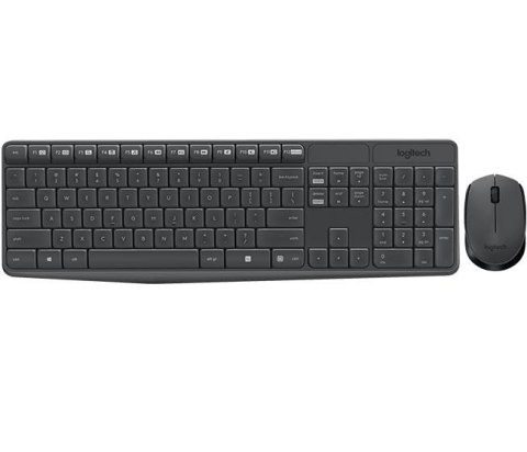 Zestaw bezprzewodowy klawiatura + mysz Logitech MK235 szary Zestaw bezprzewodowy klawiatura + mysz Logitech MK235 szary