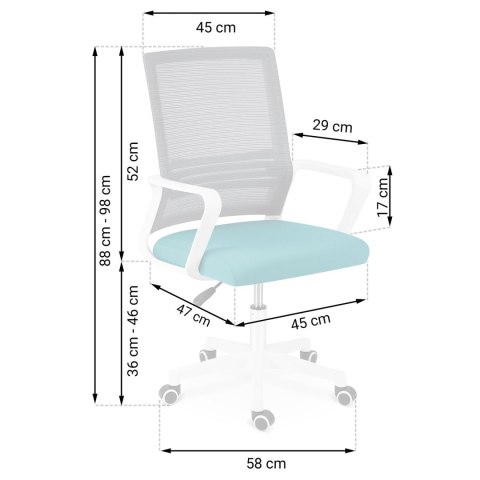 Fotel biurowy z mikrosiatki Sofotel Corta szaro-turkusowy Fotel biurowy z mikrosiatki Sofotel Corta szaro-turkusowy