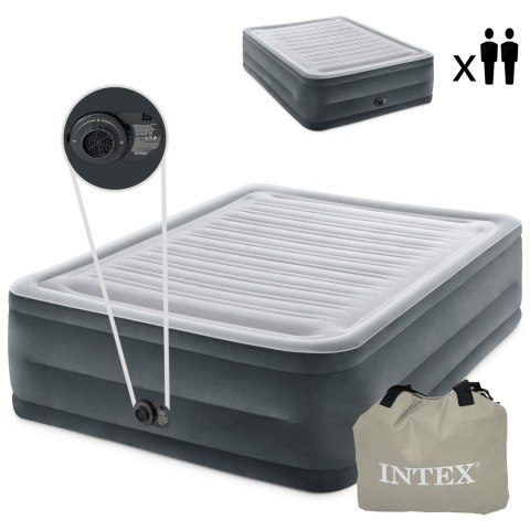 Materac łóżko do spania dwuosobowy z pompką automatyczną 203x152 cm INTEX 64418ND