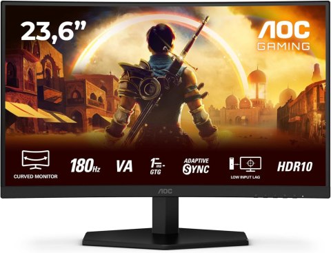 Monitor dla graczy AOC | C24G42E | 24 " | VA | FHD | 16:9 | 180 Hz | 0,5 ms | 1920 x 1080 pikseli | 250 cd/m² | Porty HDMI w lic