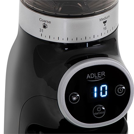 Adler | AD 4450 Burr | Młynek do kawy | 300 W | Pojemność ziaren kawy 300 g | Liczba filiżanek 1-10 sztuk | Czarny