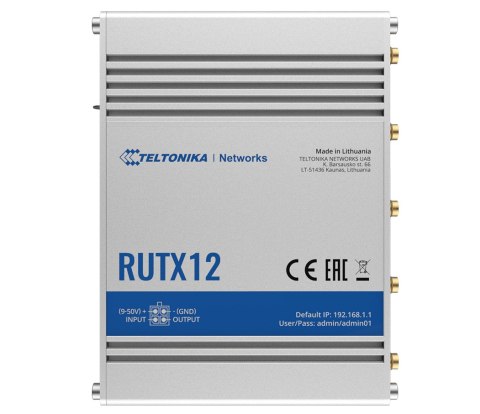 Router Dual LTE Cat 6 | RUTX12 | 802.11ac | 867 Mbit/s | 10/100/1000 Mbit/s | Porty Ethernet LAN (RJ-45) 4 | Obsługa sieci Nie |