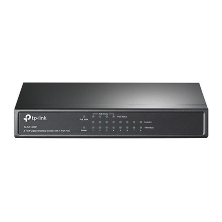 TP-LINK | Switch | TL-SG1008P | Niezarządzalny | Desktop | Porty 1 Gb/s (RJ-45) w liczbie 8 | Porty PoE w liczbie 4 | Typ zasila