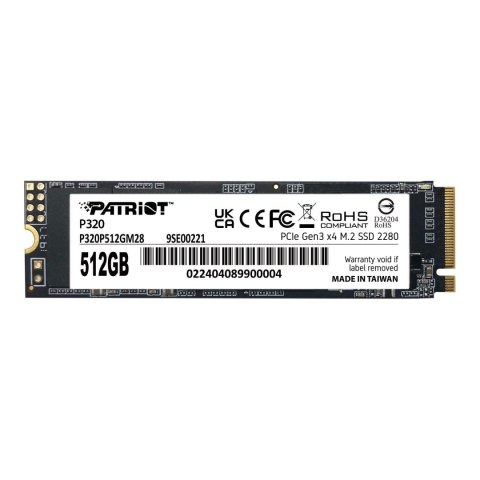 Dysk SSD Patriot P320 512GB M.2 2280 PCIe Gen3 x4 NVMe (3000/2200 MB/s) Dysk SSD Patriot P320 512GB M.2 2280 PCIe Gen3 x4 NVMe (3000/2200 MB/s)