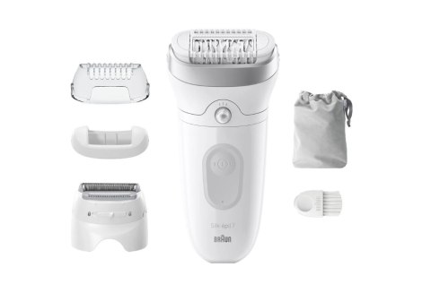 Depilator Braun | SE7-041 Silk épil 7 | Liczba poziomów mocy 2 | Na mokro i na sucho | Biały/Srebrny