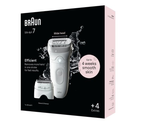 Depilator Braun | SE7-041 Silk épil 7 | Liczba poziomów mocy 2 | Na mokro i na sucho | Biały/Srebrny
