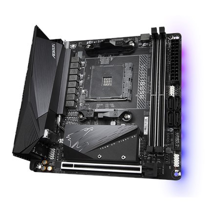 Gigabyte | B550I AORUS PRO AX 1.0 | Rodzina procesorów AMD | Gniazdo procesora AM4 | DDR4 DIMM | Gniazda pamięci 2 | Chipset AMD