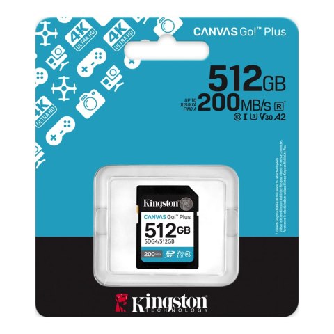 Kingston | Canvas Go! Plus | 512 GB | SD | Flash memory class Class 10, UHS-I, U3, V30