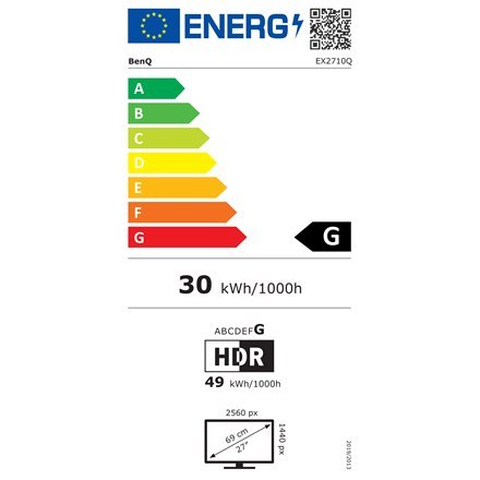 Benq | EX2710Q | 27 " | IPS | QHD | 16:9 | 1 ms | 400 cd/m² | Ciemnoszary | Porty HDMI w ilości 2 | 144 Hz