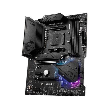 MSI | MPG B550 GAMING PLUS | Rodzina procesorów AMD | Gniazdo procesora AM4 | DDR4 | Gniazda pamięci 4 | Liczba złączy SATA | Ch