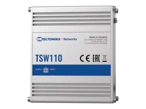 Teltonika | Switch | TSW110 | Niezarządzany | 1 Gbps (RJ-45) portów ilość 5 | 10 Gbps (RJ-45) portów ilość 0 | SFP portów ilość 