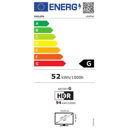 Philips | 499P9H/00 | 48,8 " | VA | Dual QHD | 32:9 | 5 ms | 450 cd/m² | Czarny | Wyjście słuchawkowe | Porty HDMI w ilości 2 | 