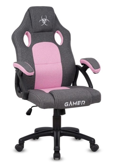 Fotel obrotowy do biurka CARRERA M STONE GREY + PINK FABRIC