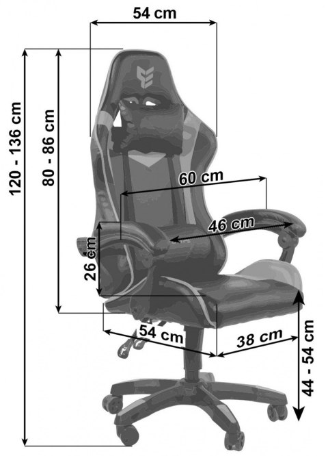 Fotel obrotowy gamingowy ENZO XL GREY ALCANTARA