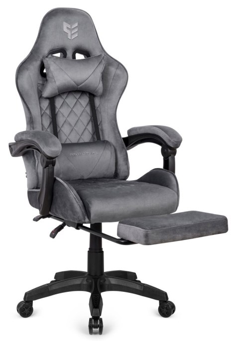 Fotel obrotowy gamingowy XL POKER PRO GREY ALCANTARA OUTLET