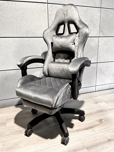 Fotel obrotowy gamingowy XL POKER PRO GREY ALCANTARA OUTLET