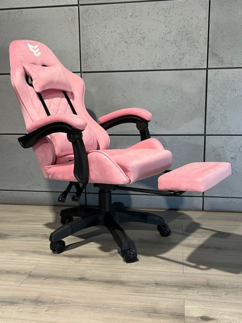 Fotel obrotowy gamingowy XL POKER PRO PINK SWEET ALCANTARA