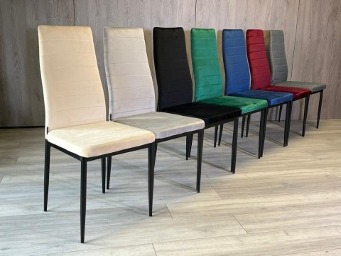 Krzesła tapicerowane zestaw sztuk 4 VALVA LINE VELVET BEIGE
