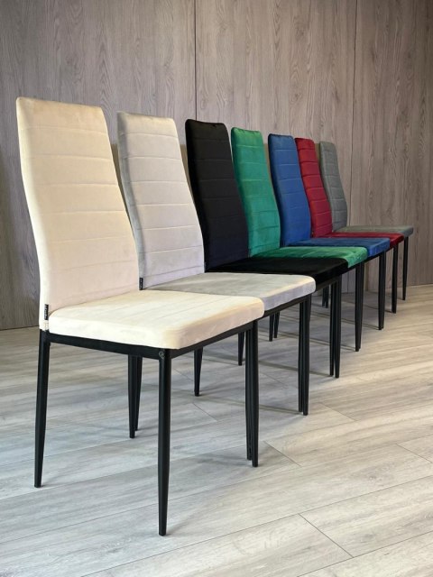 Krzesła tapicerowane zestaw sztuk 4 VALVA LINE VELVET BEIGE