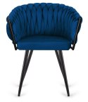 Krzesło plecione Lugano fotel TRECCIA BLUE VELVET SMOKE OUTLET