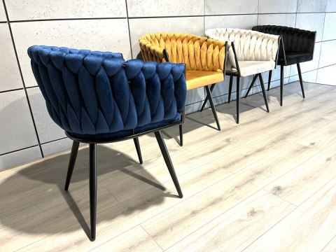 Krzesło plecione Lugano fotel TRECCIA BLUE VELVET SMOKE OUTLET