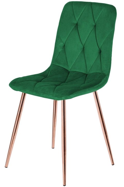 Krzesło tapicerowane BORGO VELVET GREEN ROSE GOLD Krzesło tapicerowane BORGO VELVET GREEN ROSE GOLD