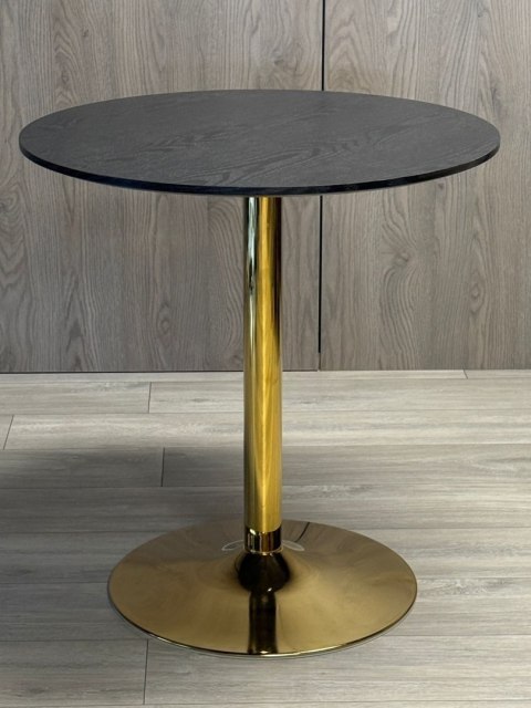 Stół okrągły VICTORY BLACK WOOD 70 cm GOLD