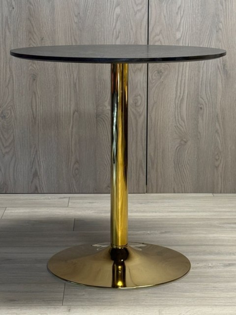 Stół okrągły VICTORY BLACK WOOD 70 cm GOLD