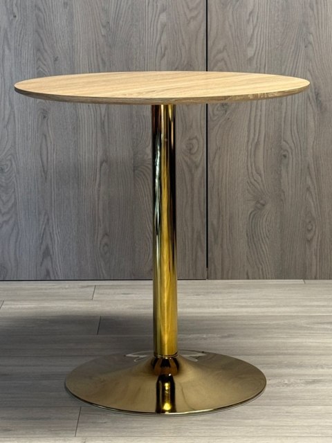 Stół okrągły VICTORY LIGHT WOOD 70 cm GOLD