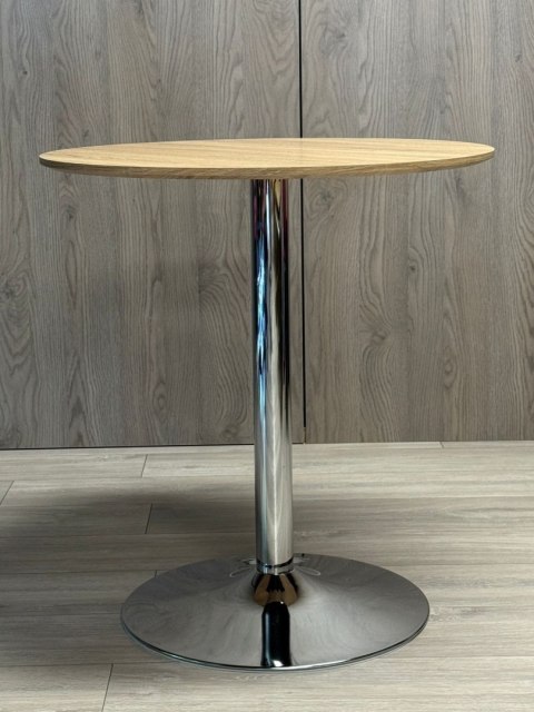 Stół okrągły VICTORY LIGHT WOOD 70 cm SILVER