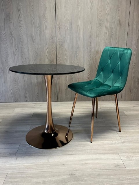 Stół okrągły VICTORY SLIM BLACK WOOD 70 cm COPPER