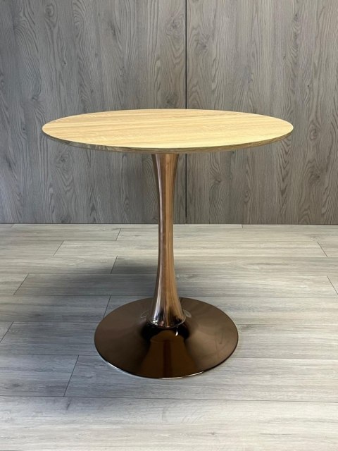 Stół okrągły VICTORY SLIM LIGHT WOOD 70 cm COPPER