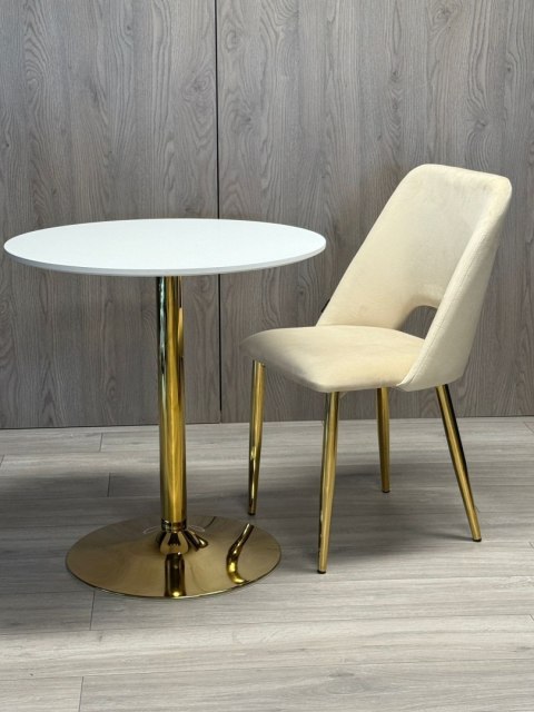 Stół okrągły VICTORY WHITE 70 cm GOLD