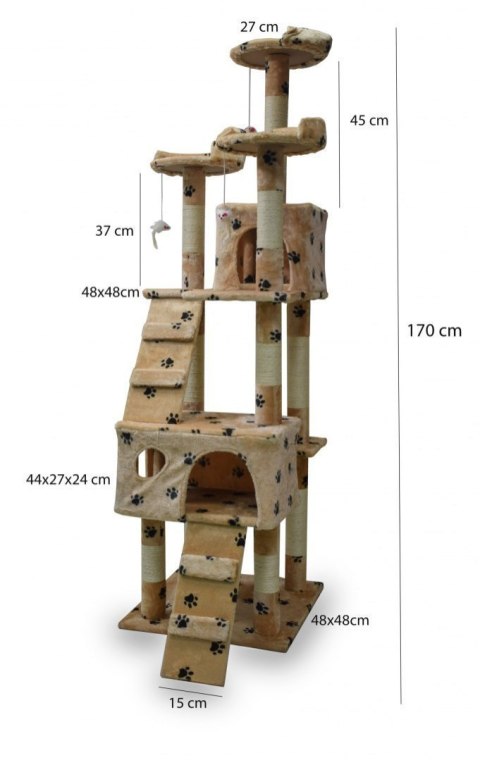 DRAPAK DLA KOTA DUŻY 170cm WYSOKI LEGOWISKO DOMEK SŁUPEK DRZEWKO BEŻOWY DRAPAK DLA KOTA DUŻY 170cm WYSOKI LEGOWISKO DOMEK SŁUPEK DRZEWKO BEŻOWY