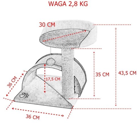 DRAPAK DLA KOTA MAŁY LEGOWISKO SŁUPEK BUDKA HAMAK BEŻOWY 43 CM DRAPAK DLA KOTA MAŁY LEGOWISKO SŁUPEK BUDKA HAMAK BEŻOWY 43 CM