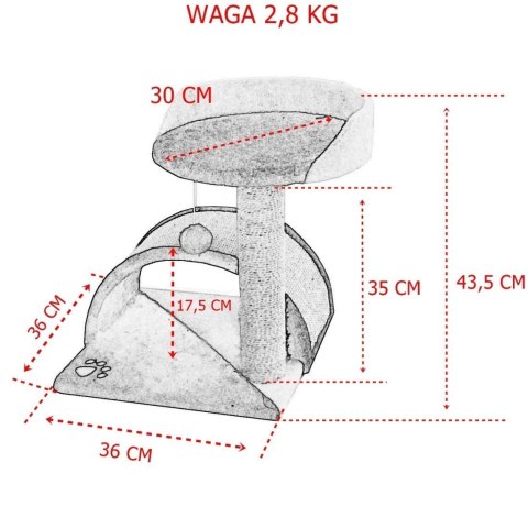 DRAPAK DLA KOTA MAŁY LEGOWISKO SŁUPEK BUDKA HAMAK ZABAWKA 43 cm DRAPAK DLA KOTA MAŁY LEGOWISKO SŁUPEK BUDKA HAMAK ZABAWKA 43 cm