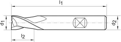 Frez trzpieniowy,krotki, TiALN 2-ostrz.,chwytHB 12mm GÜHRING pelnoweglik. DIN6527