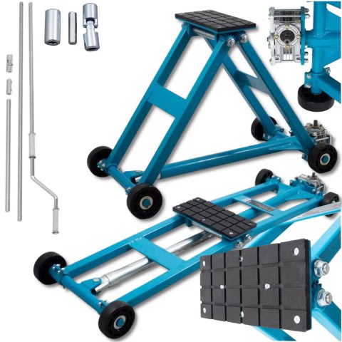 Mobilny Podnośnik Nożycowy 2500kg Regulacja 11-48cm Warsztatowy Stalowy Mobilny Podnośnik Nożycowy 2500kg Regulacja 11-48cm Warsztatowy Stalowy