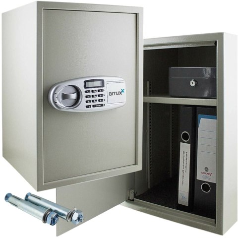 Sejf elektroniczny jasnoszary podwójny zamek regulowana półka Sejf elektroniczny jasnoszary podwójny zamek regulowana półka