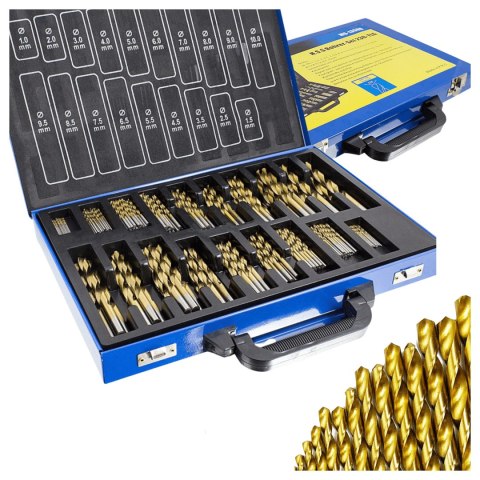 Wiertła kobaltowe 1-10mm 230el tytanowa powłoka skrzynka metalowa Wiertła kobaltowe 1-10mm 230el tytanowa powłoka skrzynka metalowa